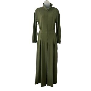 Halara Long Sleeve Zipper Front Wide Leg Waffle Jumpsuit Sage Green S Small New
